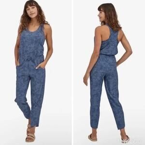 Patagonia Fleetwith Jumpsuit Outdoor Activewear Botanical Print Blue Size XS